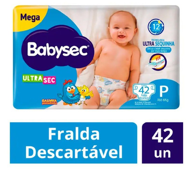 Fralda Babysec Galinha Pintadinha Ultrasec - P 42 Unidades