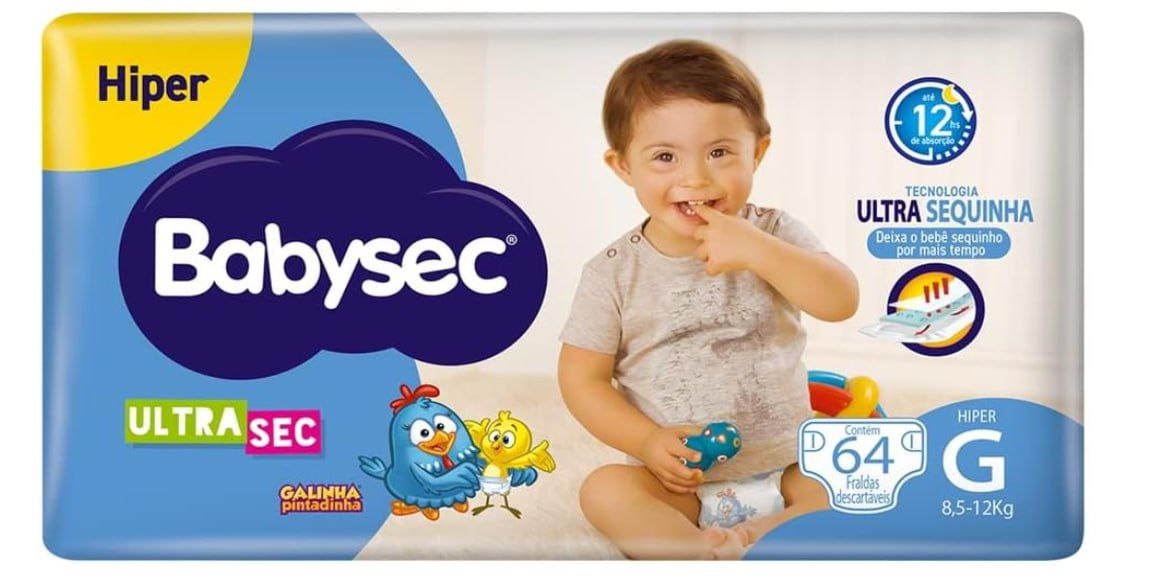 Fralda Babysec UltraSec Galinha Pintadinha G 64 unidades