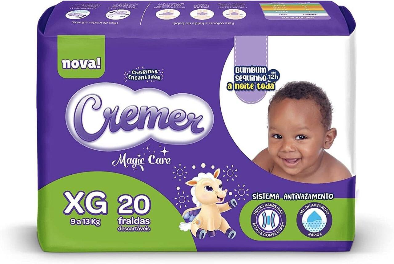 Fralda Cremer Jumbo XG com 20 Unidades