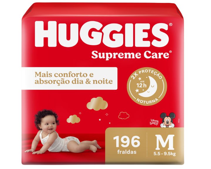 Fralda Huggies Supreme Care M 196 unidades