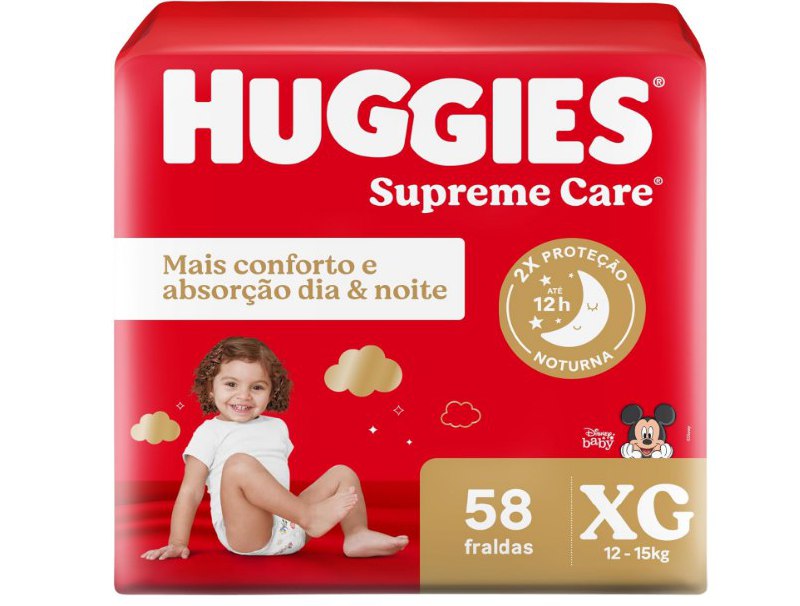 Fralda Huggies Supreme Care XG com 58 Fraldas