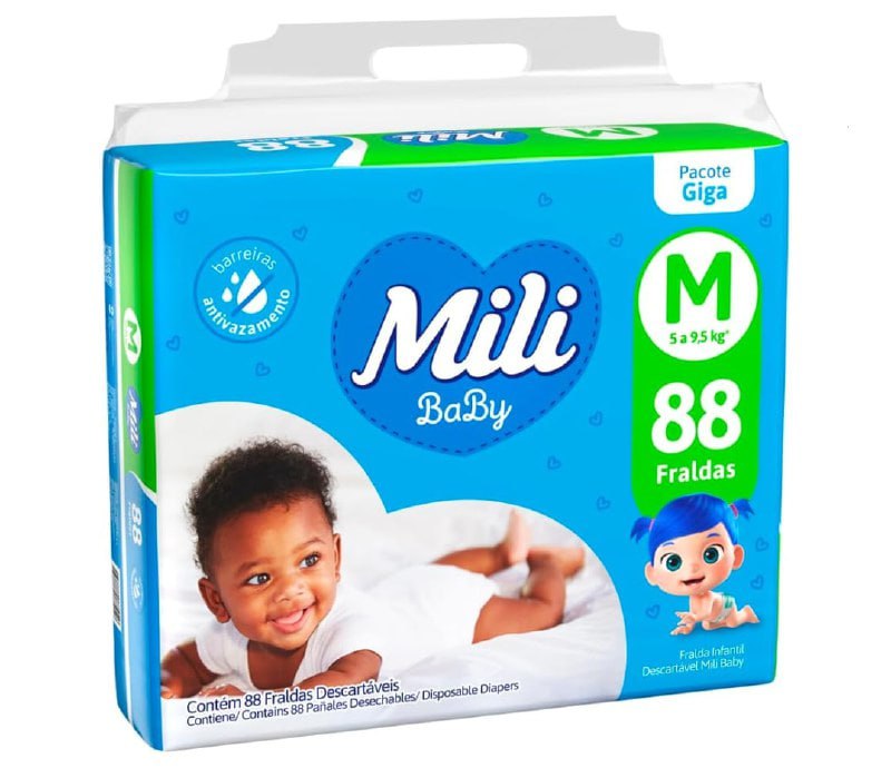 Fralda Mili Toque Suave M 88 unidades