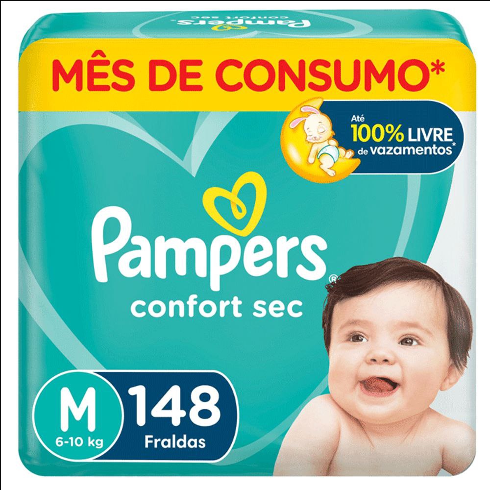 Fralda Pampers Confort Sec M 148 Unidades