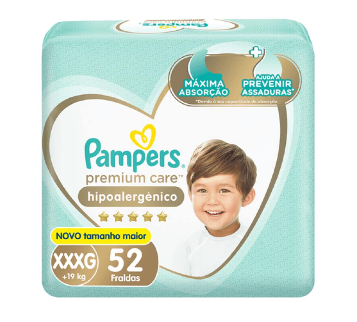Fralda Pampers Premium Care XXXG 52 unidades