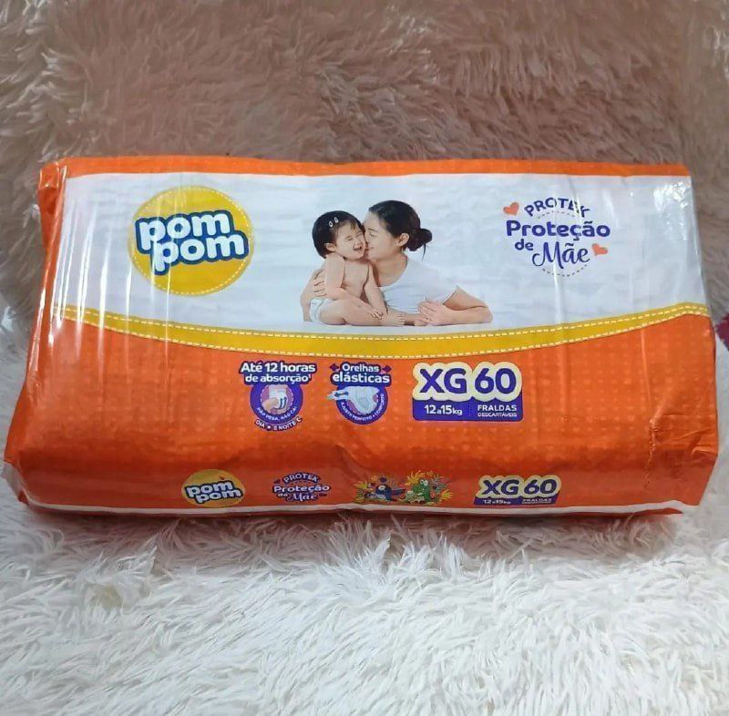 Fralda Pom Pom Protek Proteção de Mãe Hiper XG 60 Unidades