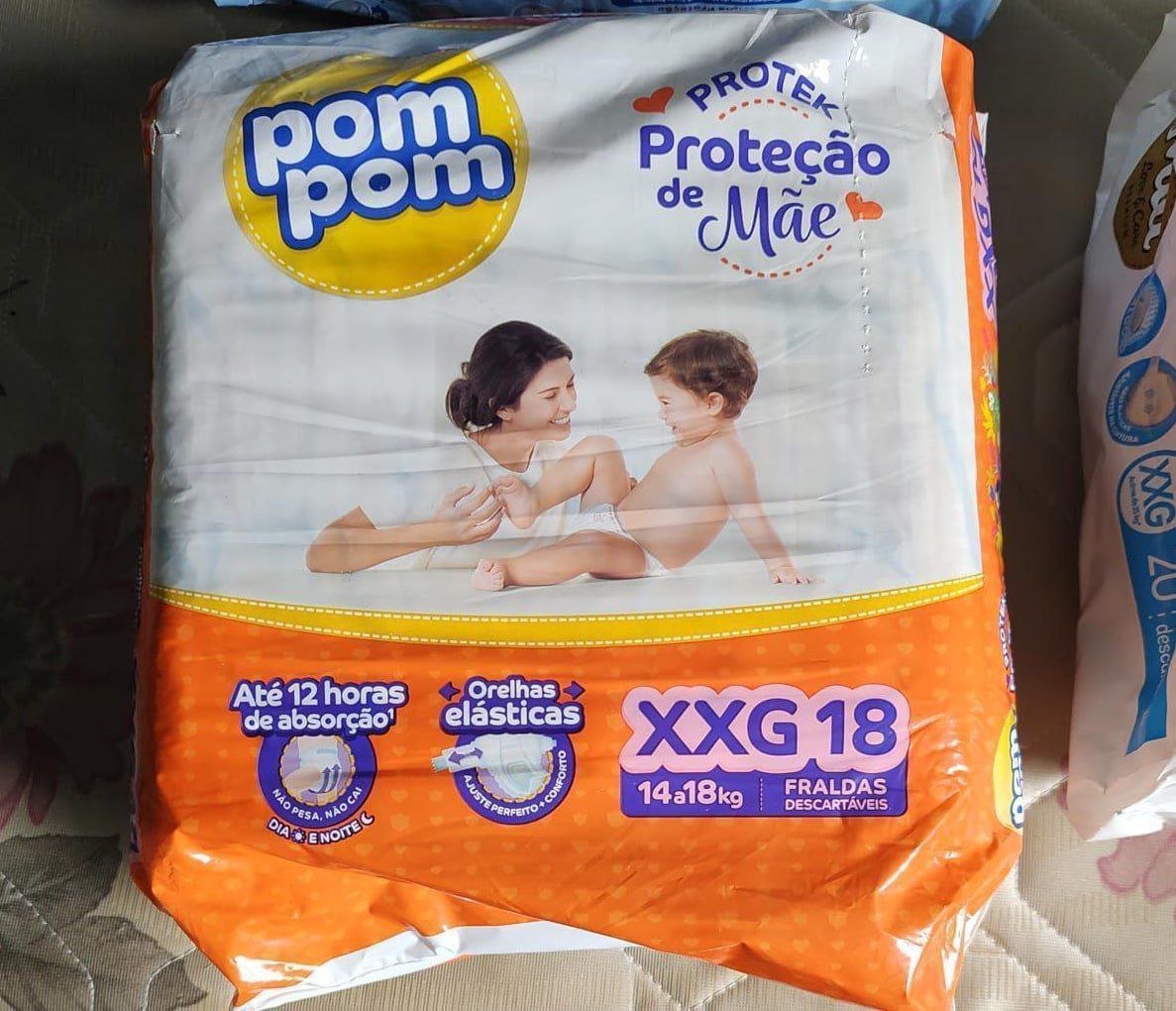 Fralda Pom Pom Protek Proteção de Mãe Jumbo XXG 18 Unidades