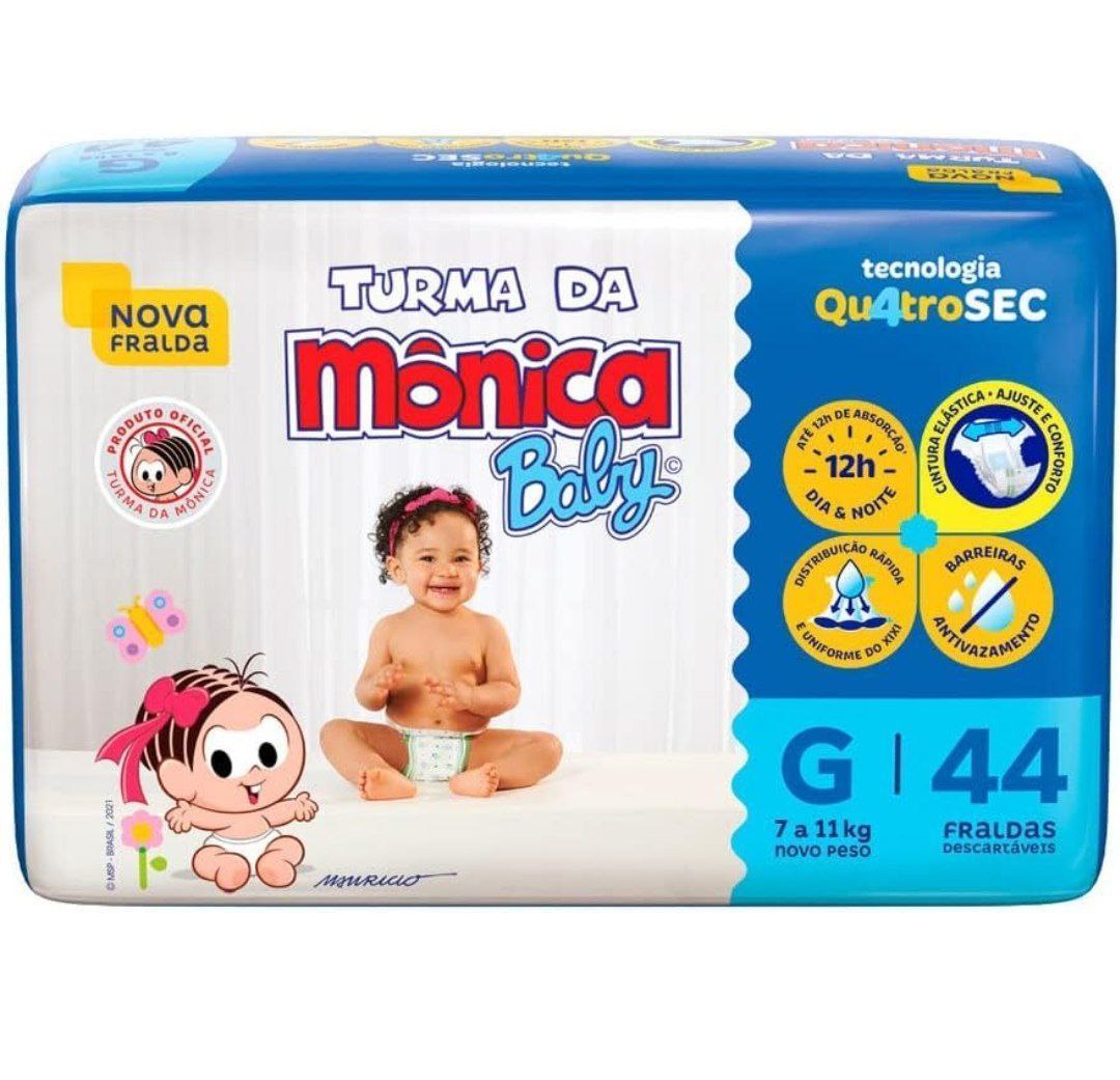 Fralda Turma da Mônica Baby Mega G 44 Unidade