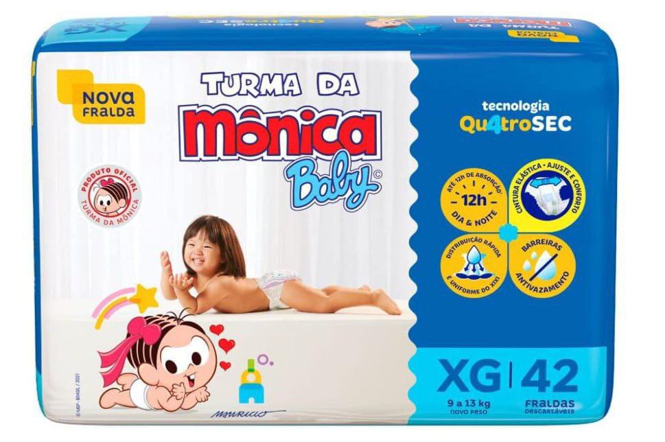 Fralda Turma da Mônica Baby Mega XG 42 Unidades