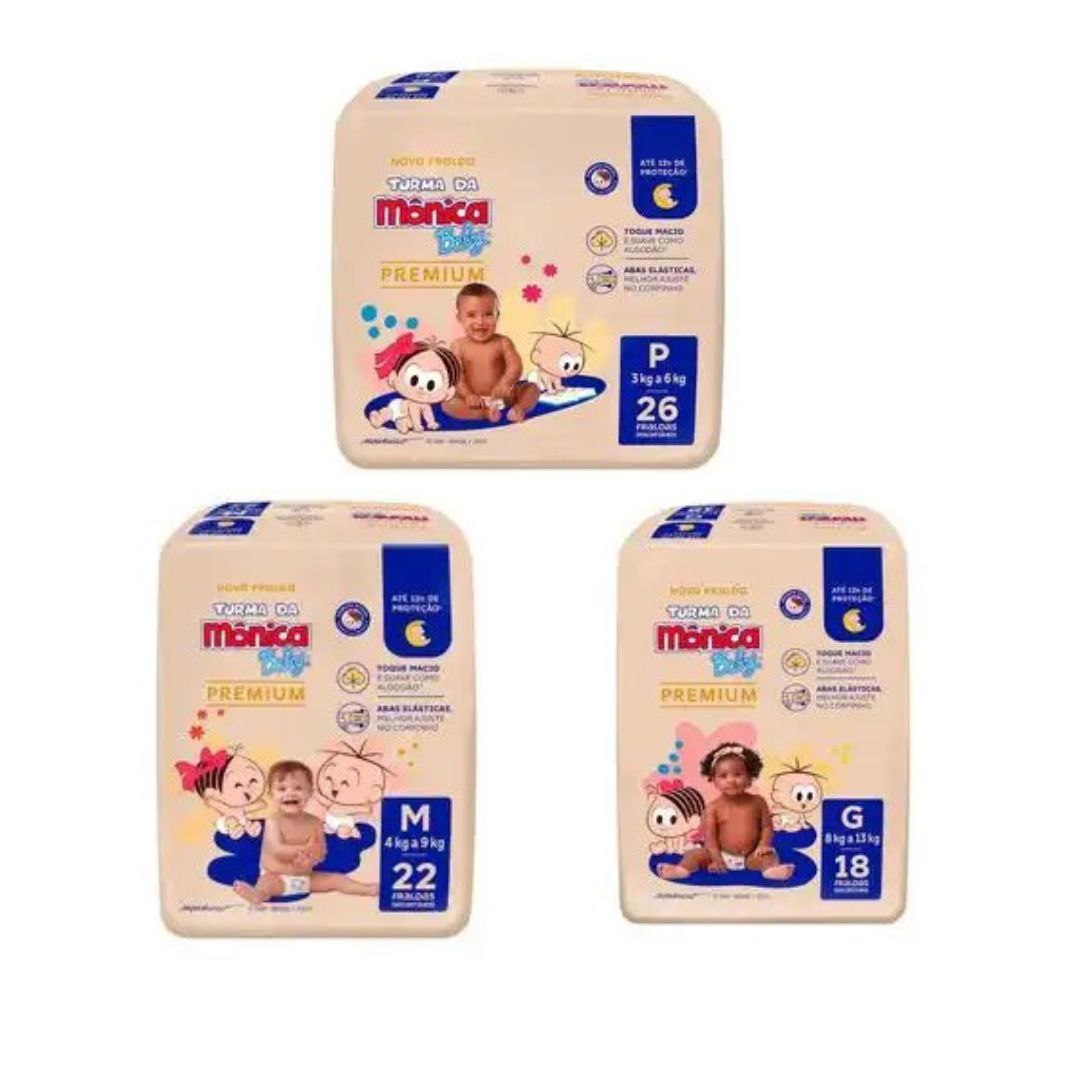Fralda Turma da Mônica Baby Premium Jumbo