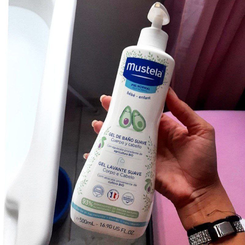 Gel Lavante Sabonete Líquido Hipoalergênico Corpo e Cabelo, Mustela Bebê, Azul, 500Ml