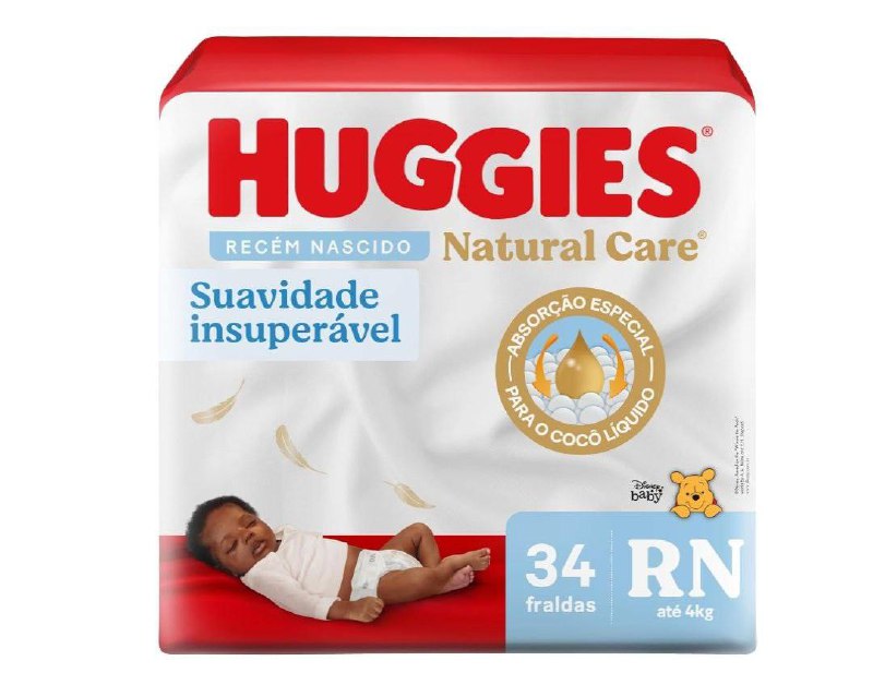 Huggies Fralda Premium Natural Care RN 34 Un (Embalagem pode variar)