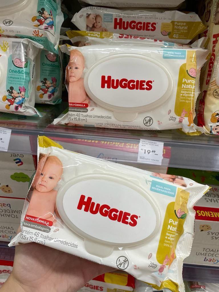 HUGGIES Lenço Umedecido Puro E Natural Leve 6 Pague 5 - 48 Unidades (6 pacotinhos) 