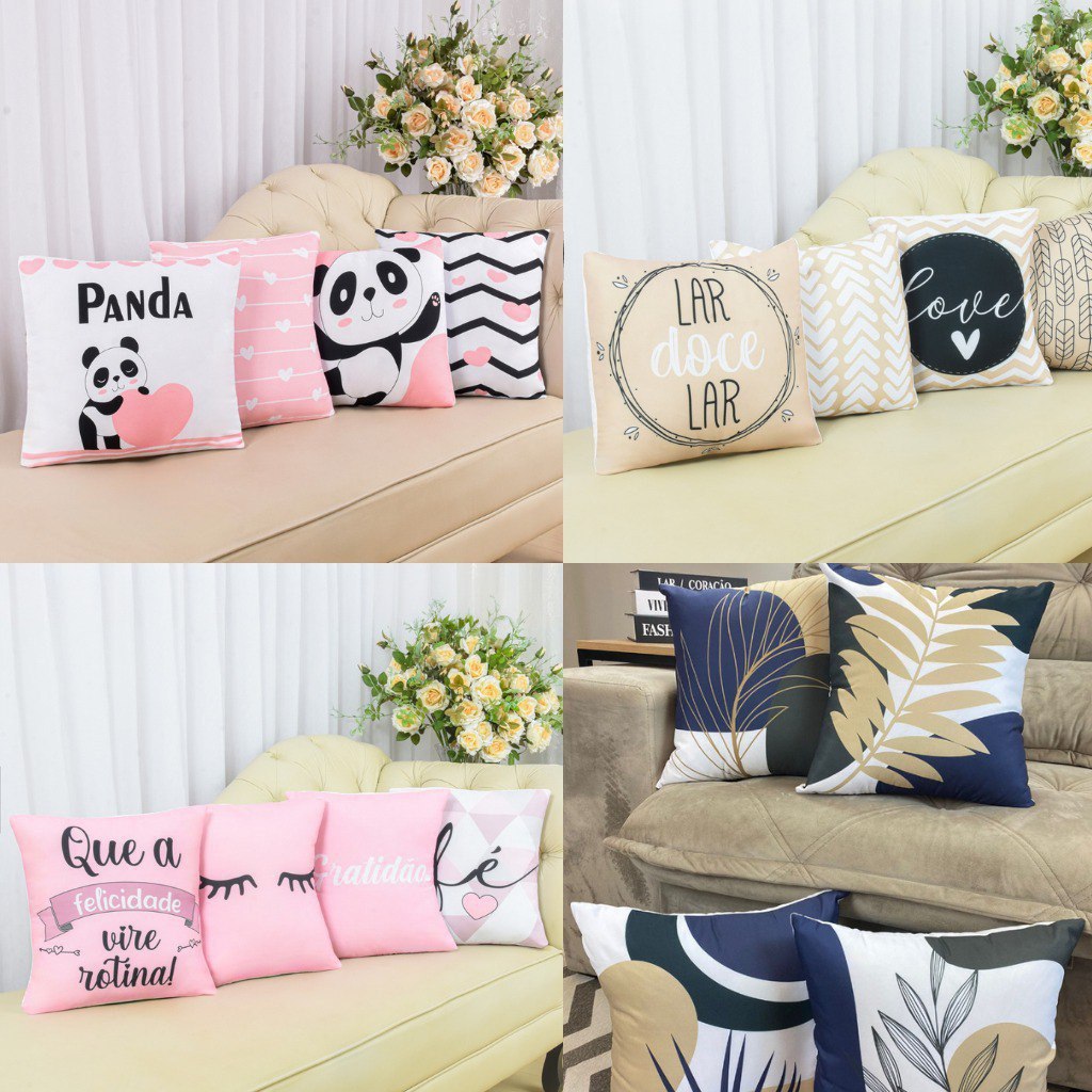 Kit 04 Capas De Almofada 45x45 Decorativa Estampa De Luxo Modern Print NOVIDADE