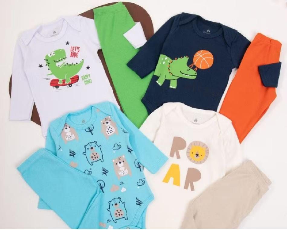 Kit 10 Peças de Roupas para Bebê 5 body+5 calças/mijão - Promoção - Kit com 5 body + 5 Mijão de Roupa Infantil Bebe