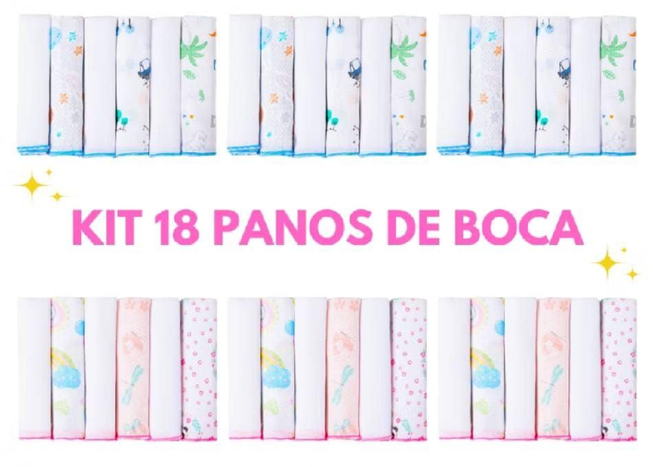 *KIT 18 Peças Panos de boca Toalhinha Babetes Premium 100% algodão 30cm x 30cm*