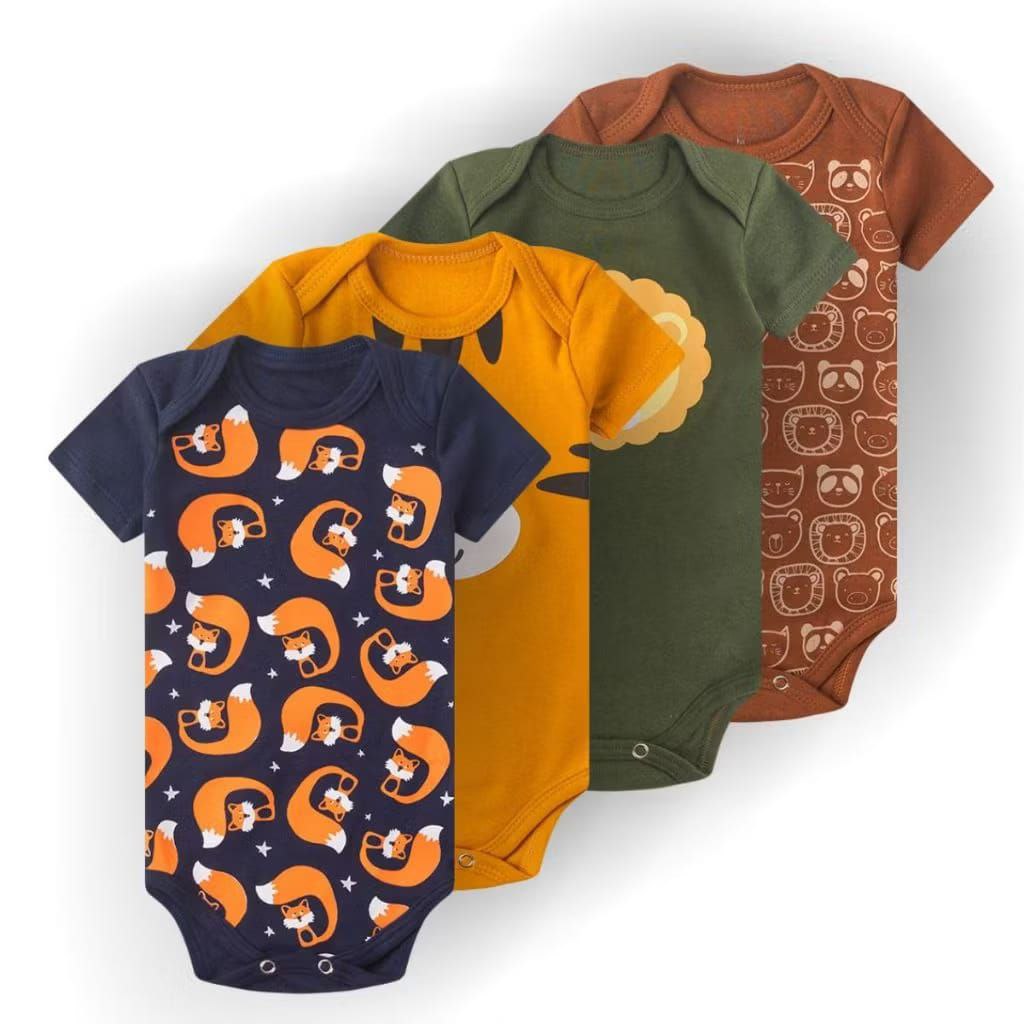Kit 4 body Manga curta roupa para Bebê menino menina Verão