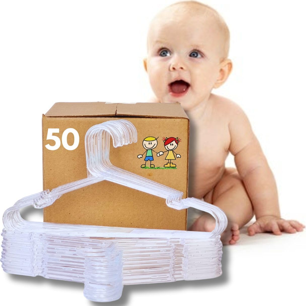 Kit com 50 unidades de Cabide Infantil Acrilico Transparente Resistente Cabide baby