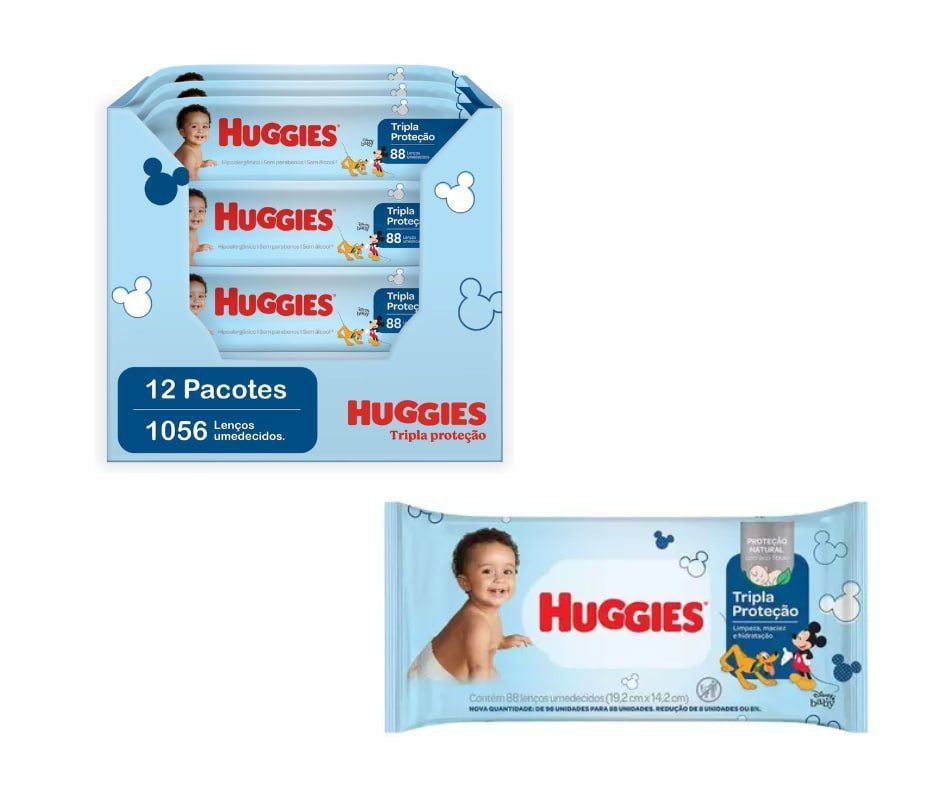 Kit Huggies Lenço Umedecido Tripla Proteção Regular 1056 unidades