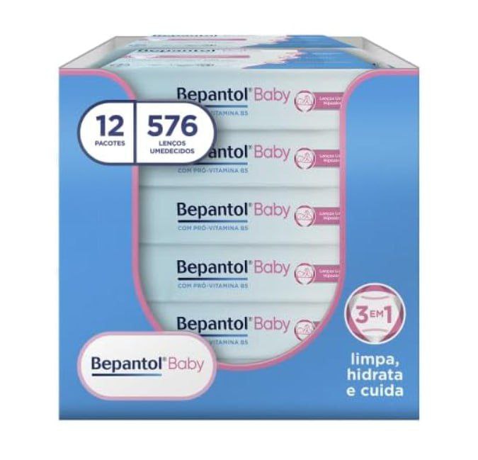 Kit Lenços Umedecidos Bepantol Baby - 12 pacotes com 48 unidades