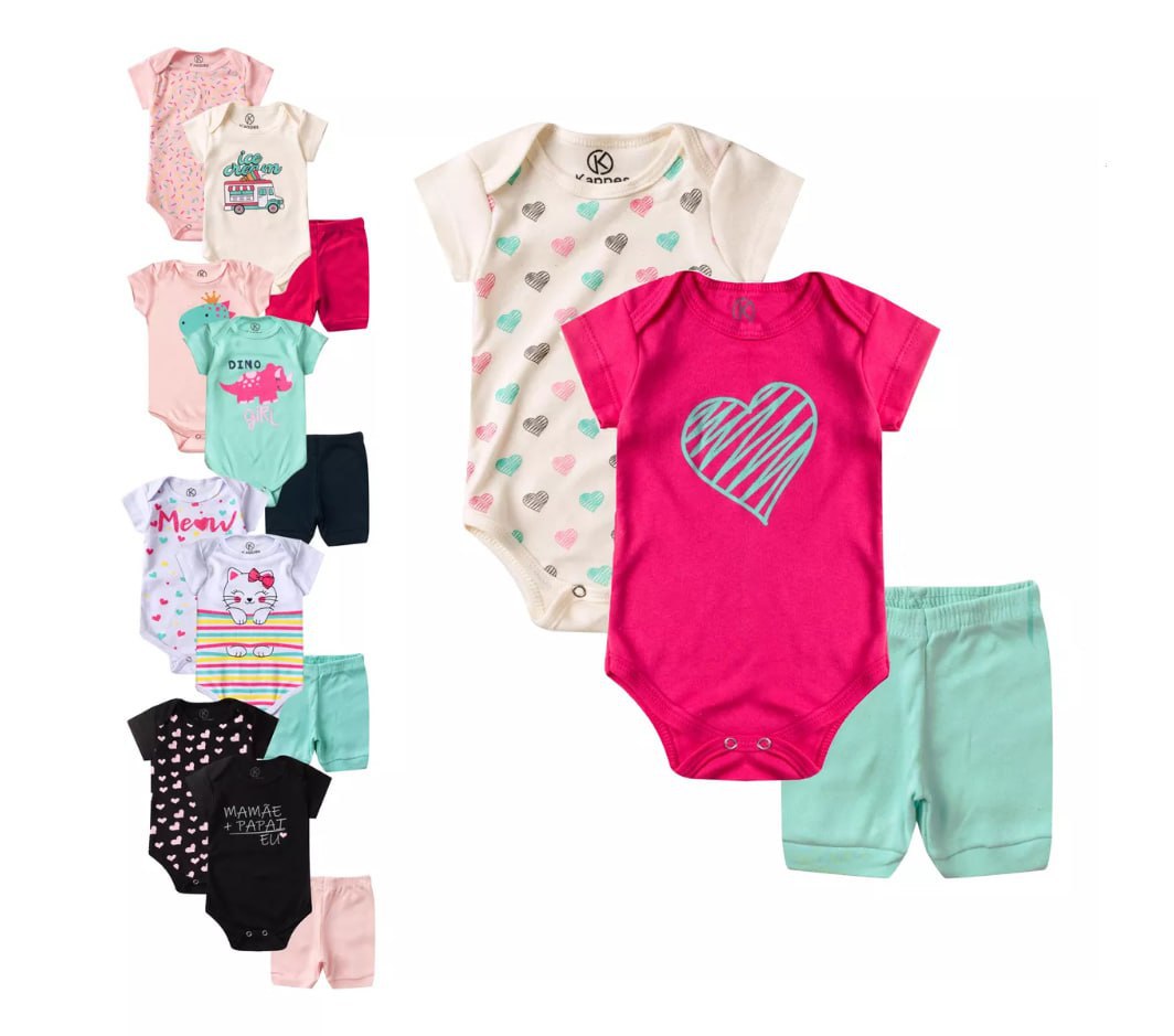 Kit Roupa De Bebê Algodão 9 peças (Tam. RN ao GG)