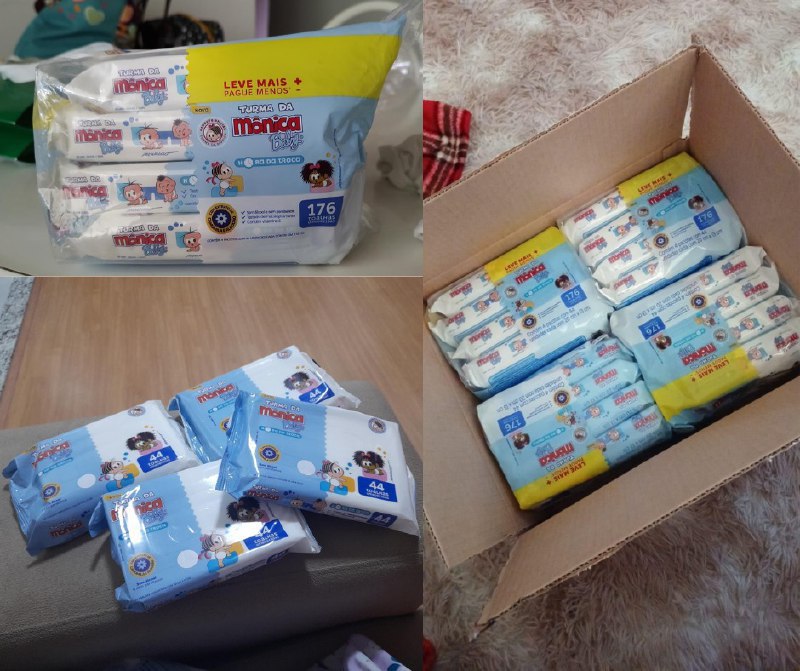 Kit Toalha Umedecida Hora Da Troca Turma Da Mônica 176 unidades