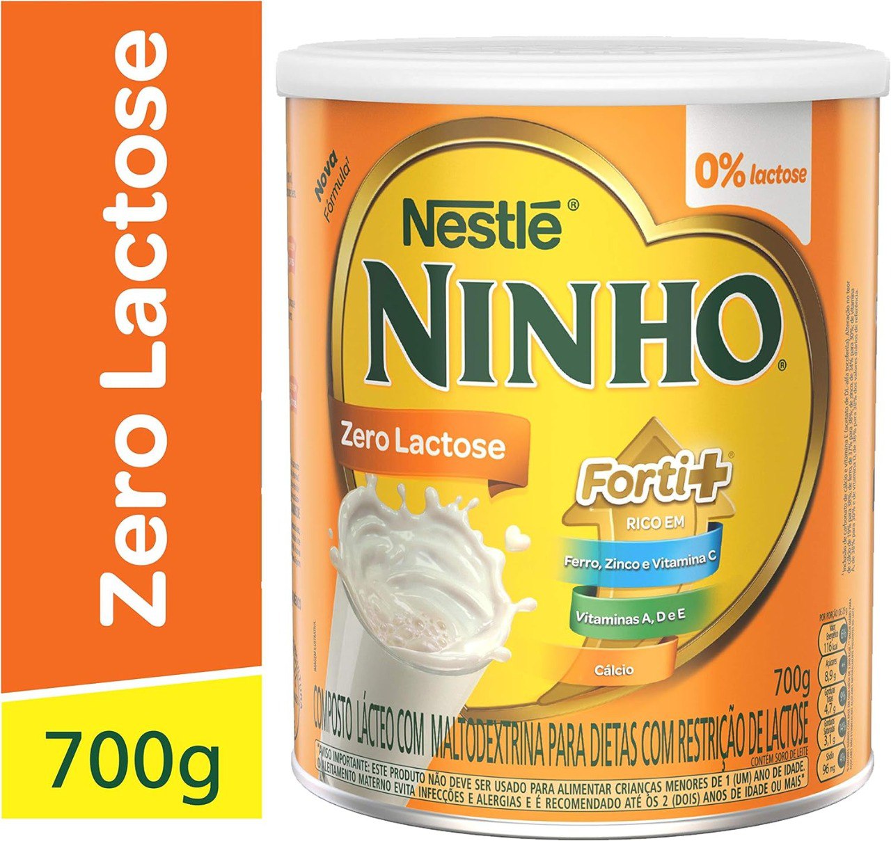 Leite em Pó Ninho Fort+ Zero Lactose Lata 700g