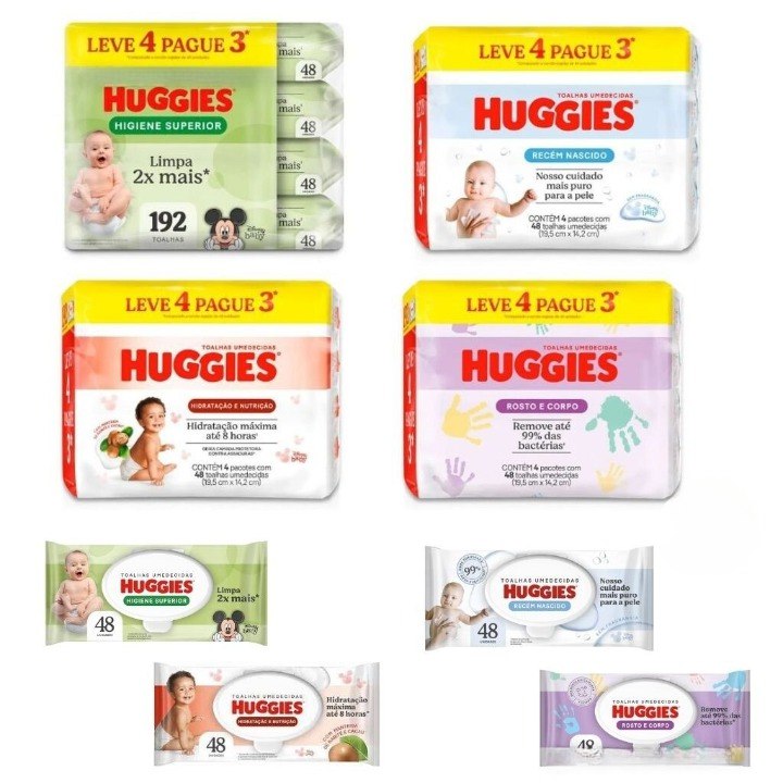 Lenço Umedecido Huggies 192 Unidades (4 pacotes)