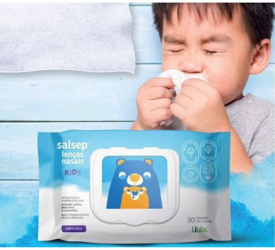Lenços Nasais Umedecidos Salsep kids 30 Unidades
