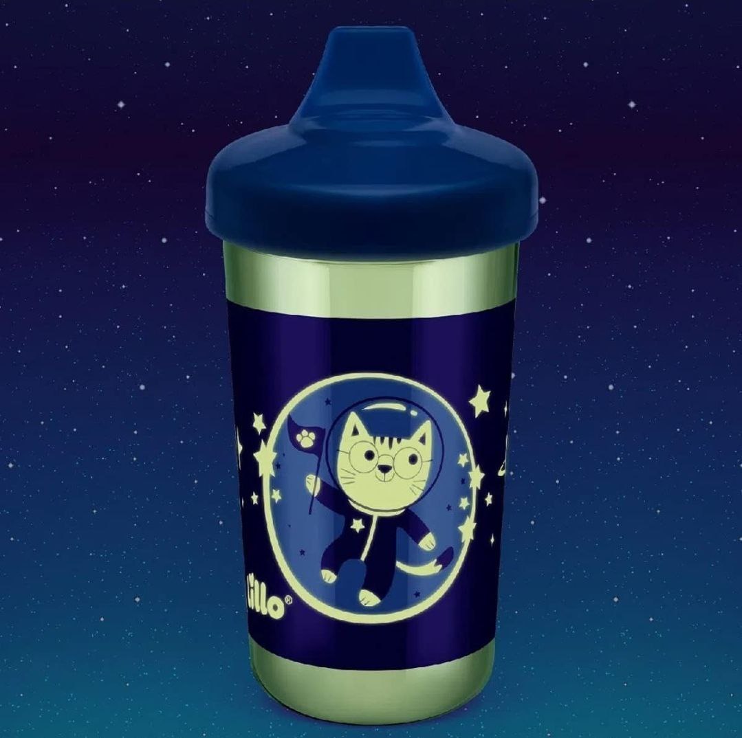 Lillo Copo Antivazamento Max Brilha No Escuro 320Ml - Azul