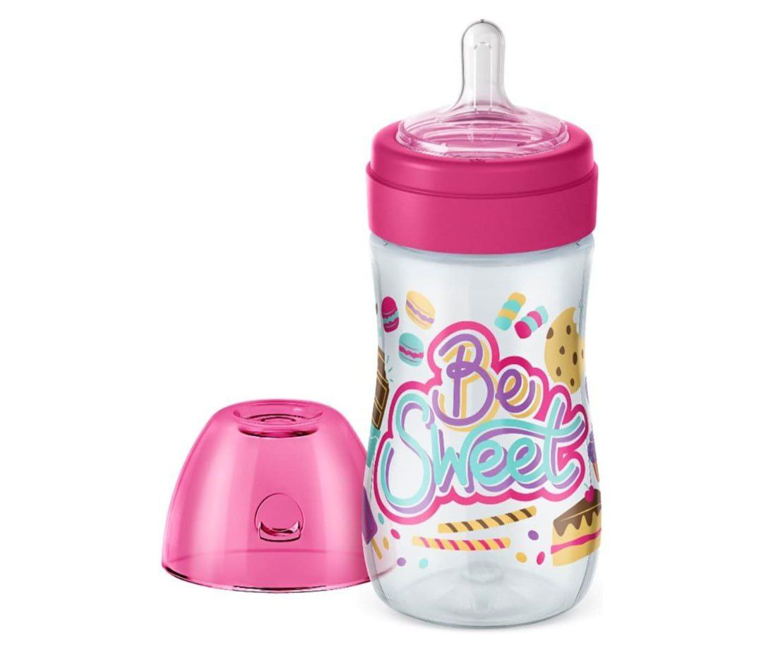 Mamadeira Super Evolution Divertida Silicone 6m+ 300ml Lillo Rosa