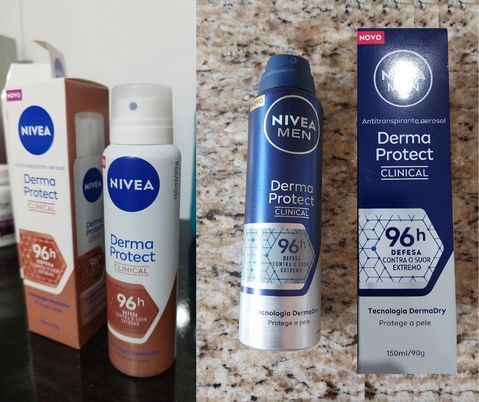 NIVEA Desodorante Antitranspirante Aerossol Derma Protect Clinical 150ml - Alta proteção de 96 horas contra o suor excessivo e o mau odor, garantindo axilas macias e sem irritação