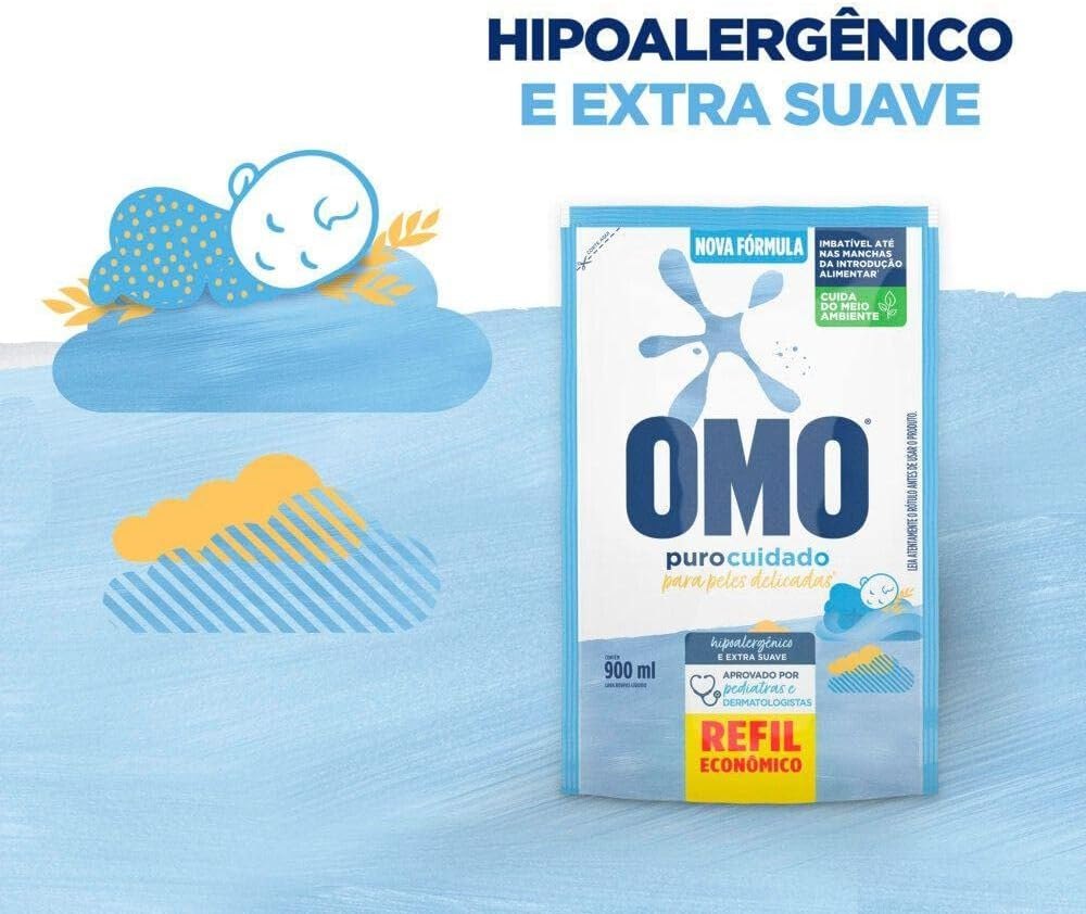OMO Sabão Líquido Puro Cuidado Refil 900Ml