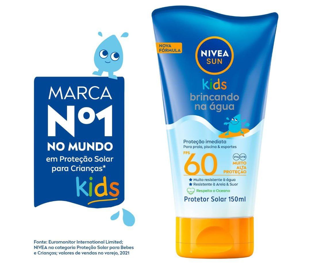 Protetor Solar Kids Nivea Sun Brincando na Água FPS 60 150ml