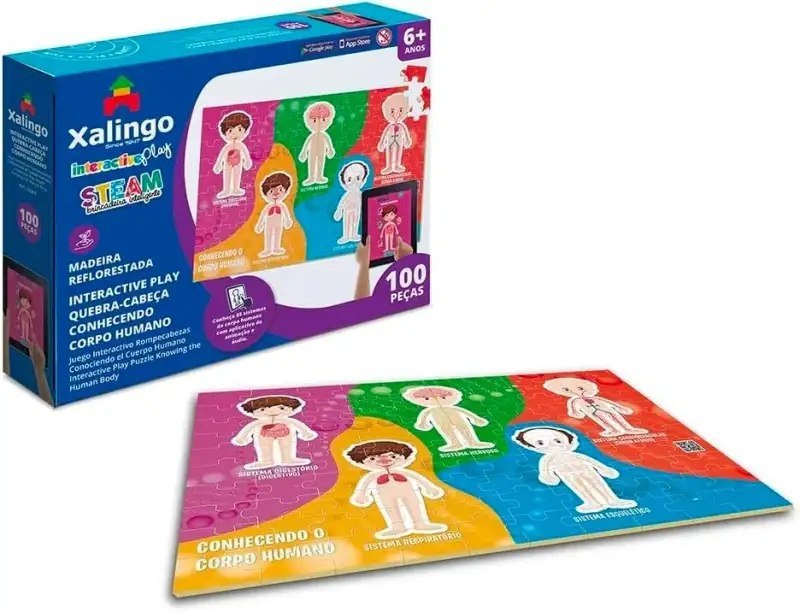 Quebra-Cabeça Educativo Steam Interactive Play Conhecendo Corpo Humano Xalingo