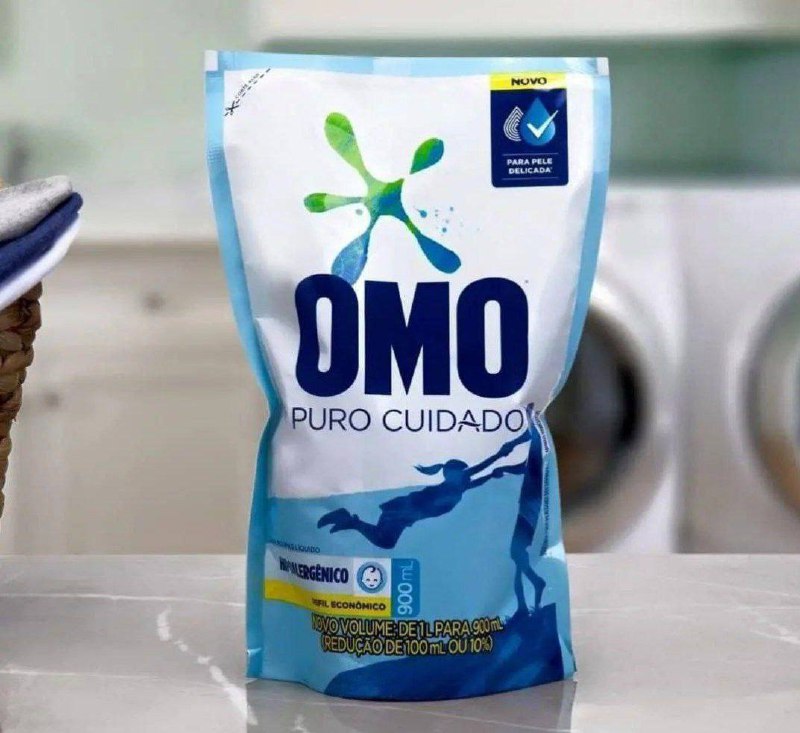 Sabão Líquido Omo +Puro Cuidado Refil 900ml (Hipoalergênico)