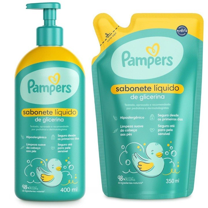 Sabonete Líquido Pampers Glicerina Da Cabeça aos Pés 350ml