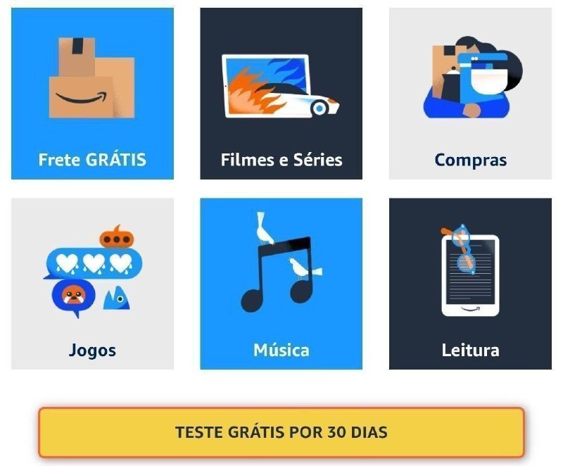 Se você ainda não é Prime, faça um teste grátis de 30 dias e aproveite as promoções com frete grátis e entrega rápida!