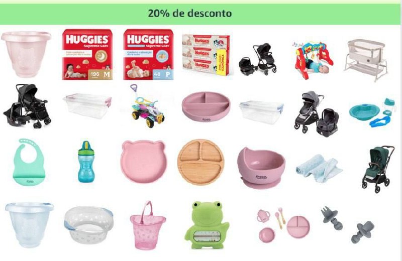 Seleção com 20% de desconto em Produtos Infantis