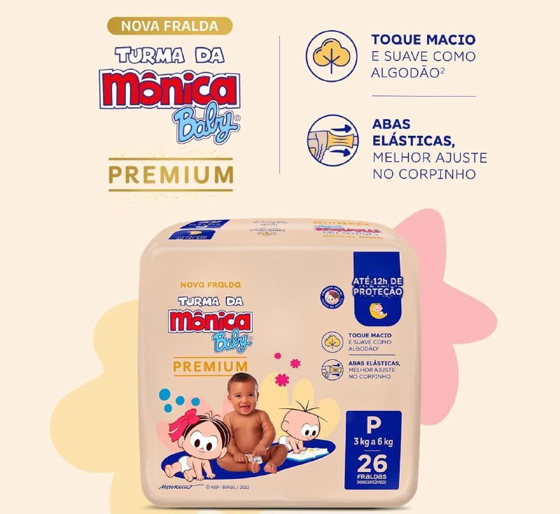 Turma da Mônica Baby Premium Jumbo P 26 Unidades