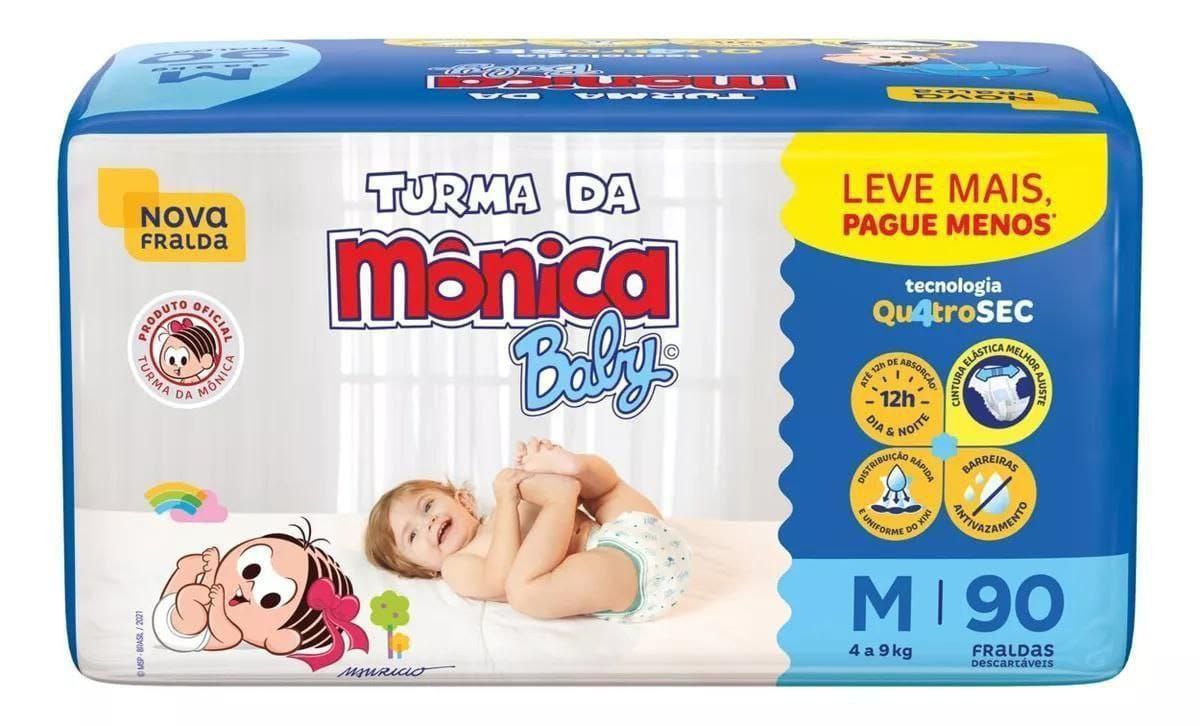 Turma da Mônica - Fralda Baby Giga M, 90 Unidades