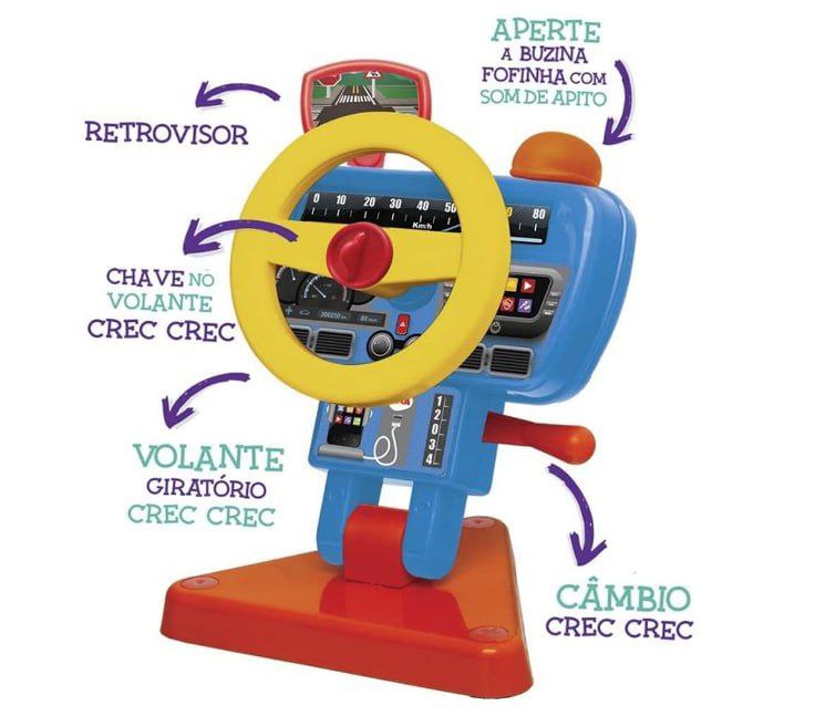 Volante Fom Fom, Elka, Corpo Azul Claro/Volante Amarelo/Base Vermelha