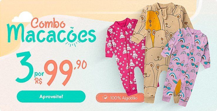 3 Macacões 100% Algodão