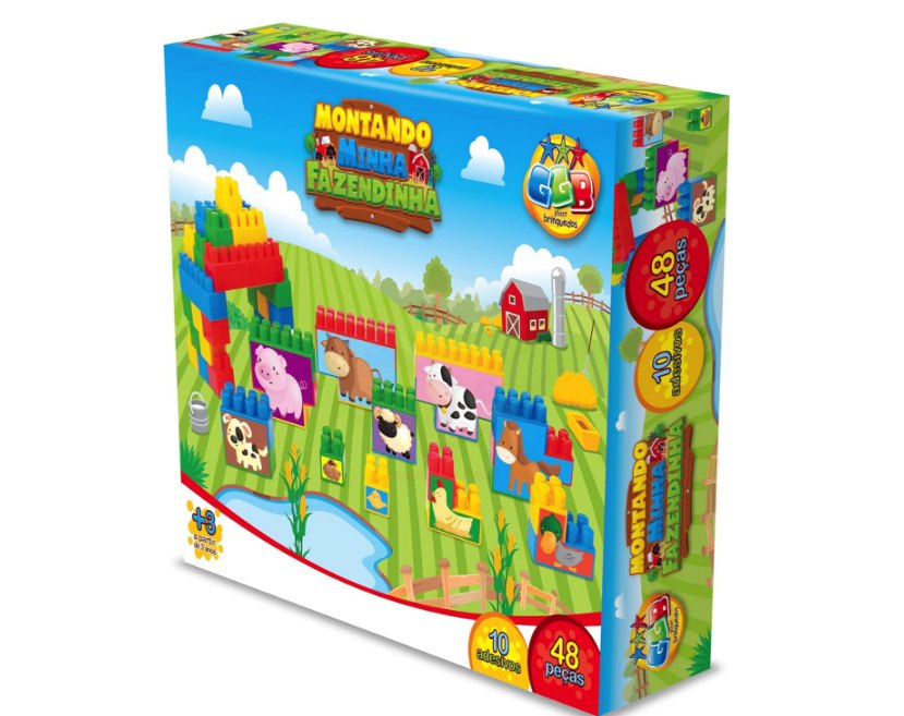 Blocos de Montar Montando Minha Fazendinha 48 Peças, GGB Plast, Multicor, 362