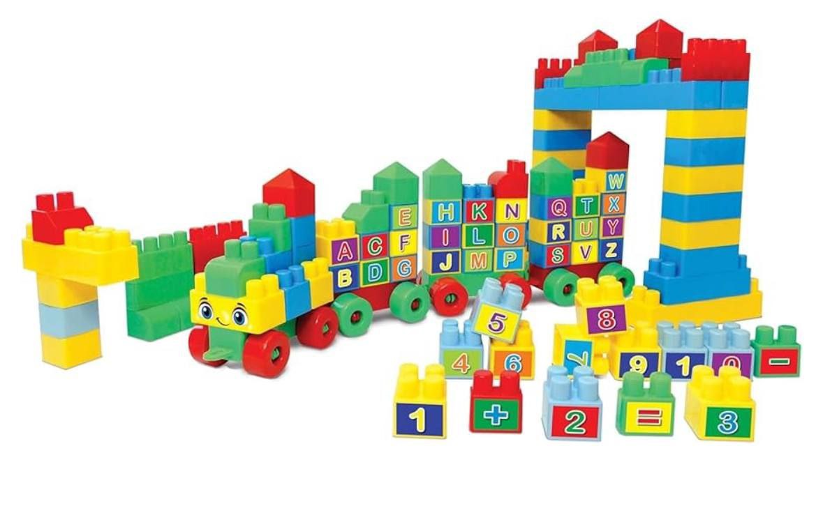Brinquedo Educativo Trenzinho Alfabeto e Números, 128 peças, GGB Plast