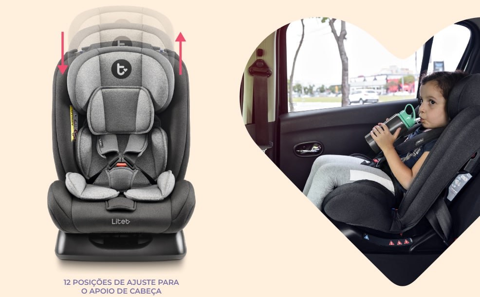 Cadeira Para Auto 0-36 Kg Litet Mass Preta e Cinza - BB458