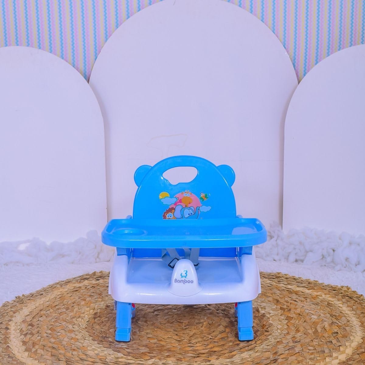Cadeirinha Alimentação Refeição Bebe Portátil Dobrável Compacta Baixa Infantil (AZUL)