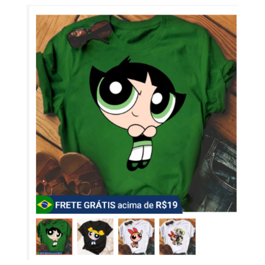 Camisetas T-shirt Super Poderosas Docinho Lindinha Florzinha