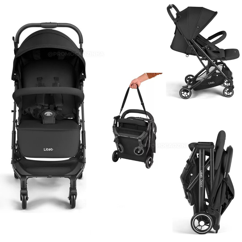 Carrinho de Bebe Compacto 0-15 Kg Oppa Preto Litet