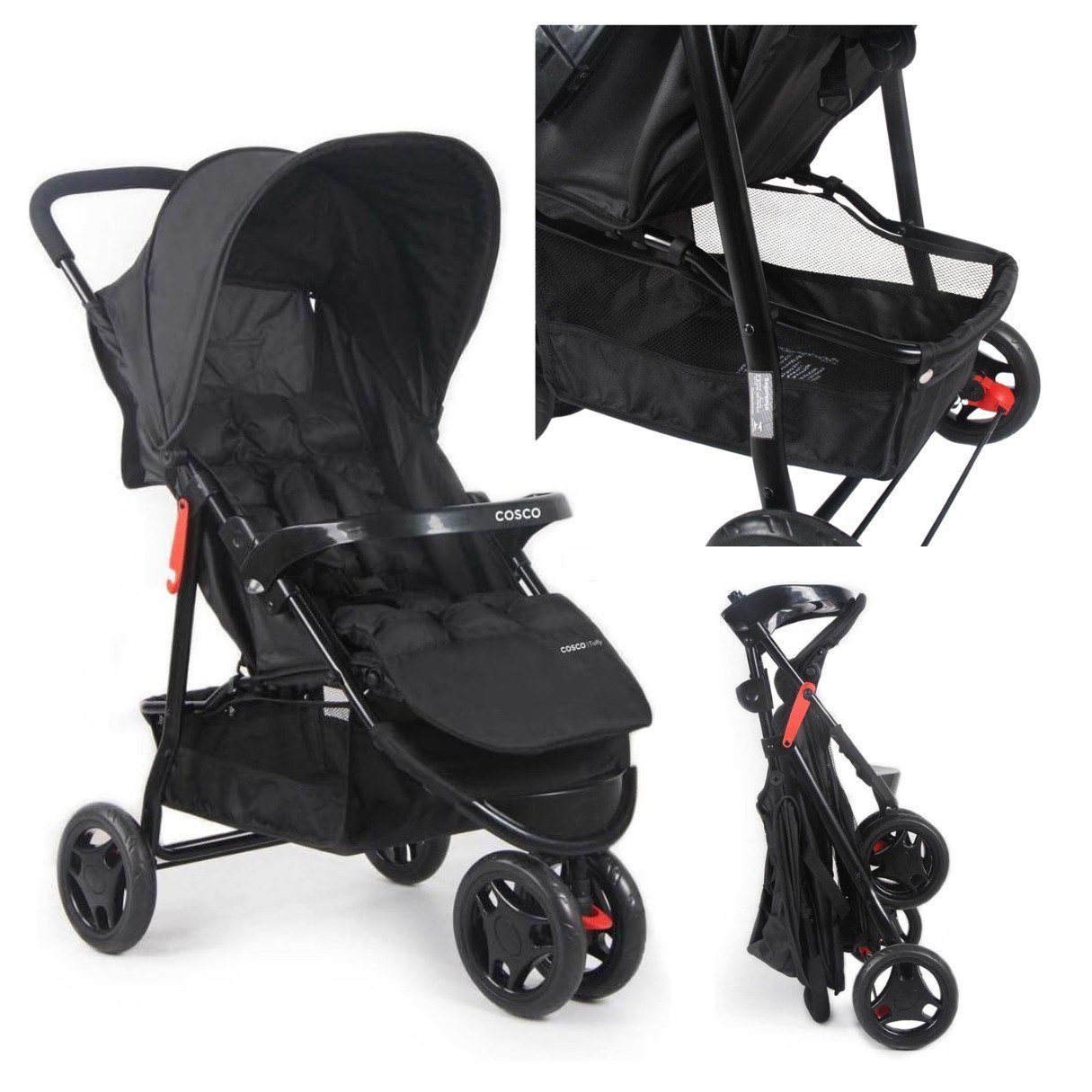 Carrinho de Bebê Toffy, Preto Absoluto - Cosco Kids