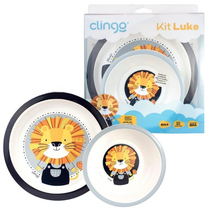 Clingo Kit Prato E Tigela Bowl Infantil - Luke